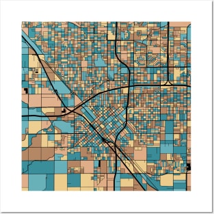 Fresno Map Pattern in Mid Century Pastel Posters and Art